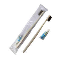 Disposable toothbrush with toothpaste 3 ml, White